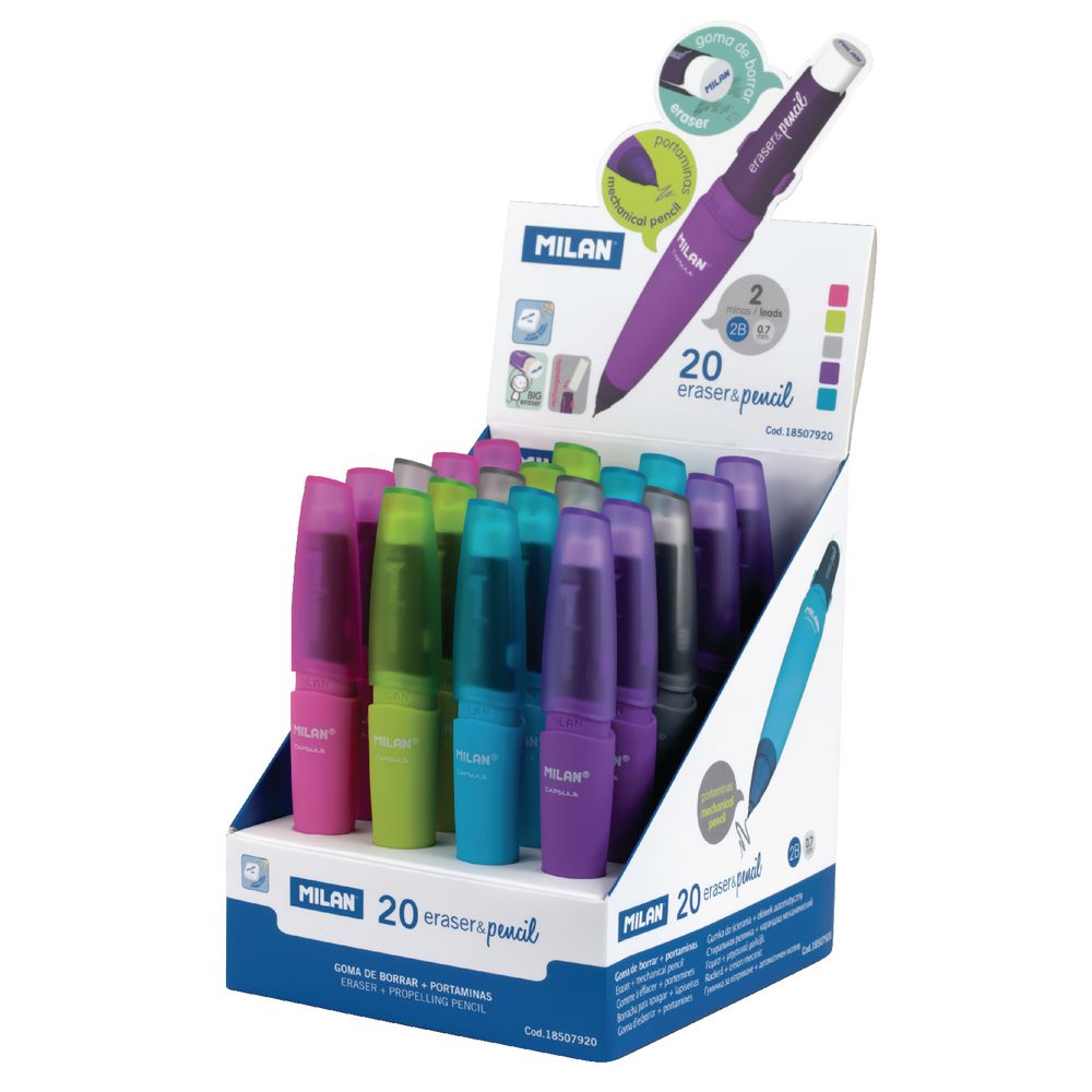 Milan Capsule Mechanical Pencil with Eraser Assorted